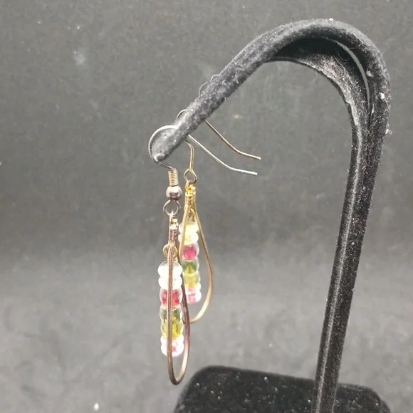 No Brand Teardrop Shaped Beaded Dangle Earrings - Picture 2 of 3